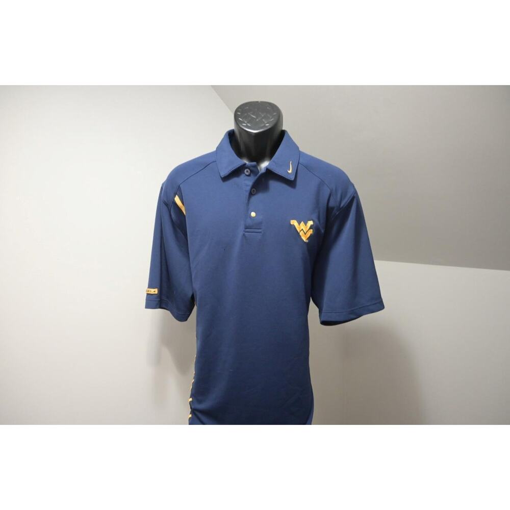 Nike Golf Polo Dri Fit West Virginia Dark Blue Athletic Shirt Mens Sz Large - Picture 3 of 7